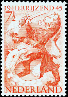 Herdenking van bezetting en bevrijding op postzegels van het Koninkrijk der Nederlanden.